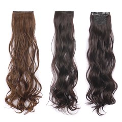 女性用ウィッグ、ロングカーリーヘア、スリーピース人工繊維ヘアエクステンション、ふわふわで大きなウェーブ、自然な増毛ウィッグ