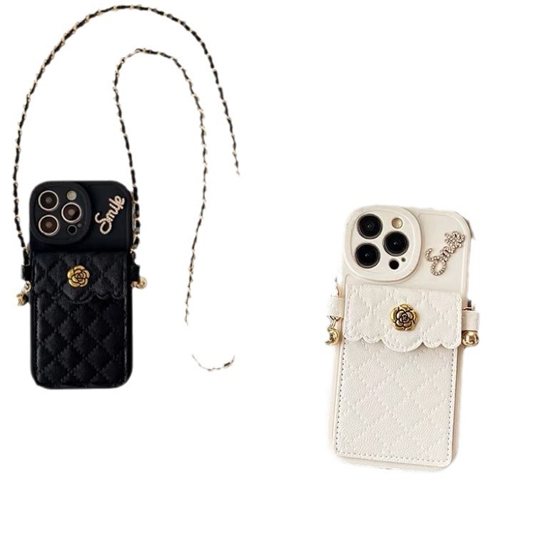 17 Diamond Small Style Camellia Card Holder Compatible With IPhone 15 Pro Max Iphone 13 Phone Case 16 Crossbody 14_voghion.com
