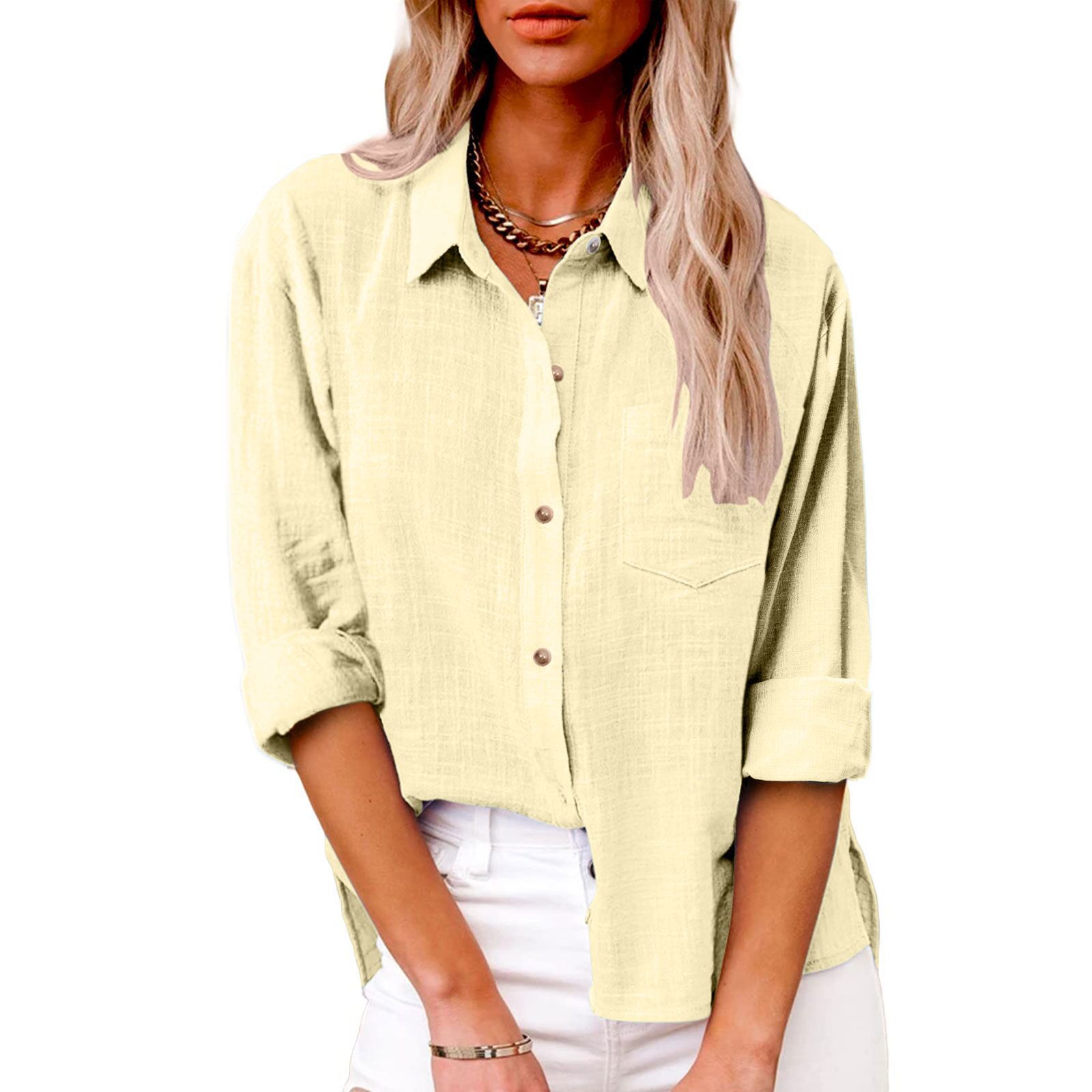 Women's Blouse Long Sleeve Blouses Pocket Streetwear Solid Color display picture 4