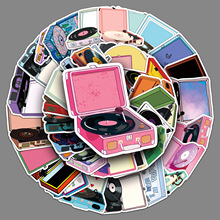 50张唱片机个性跨境小清新潮流炫酷装饰水杯行李箱笔记本电脑贴纸