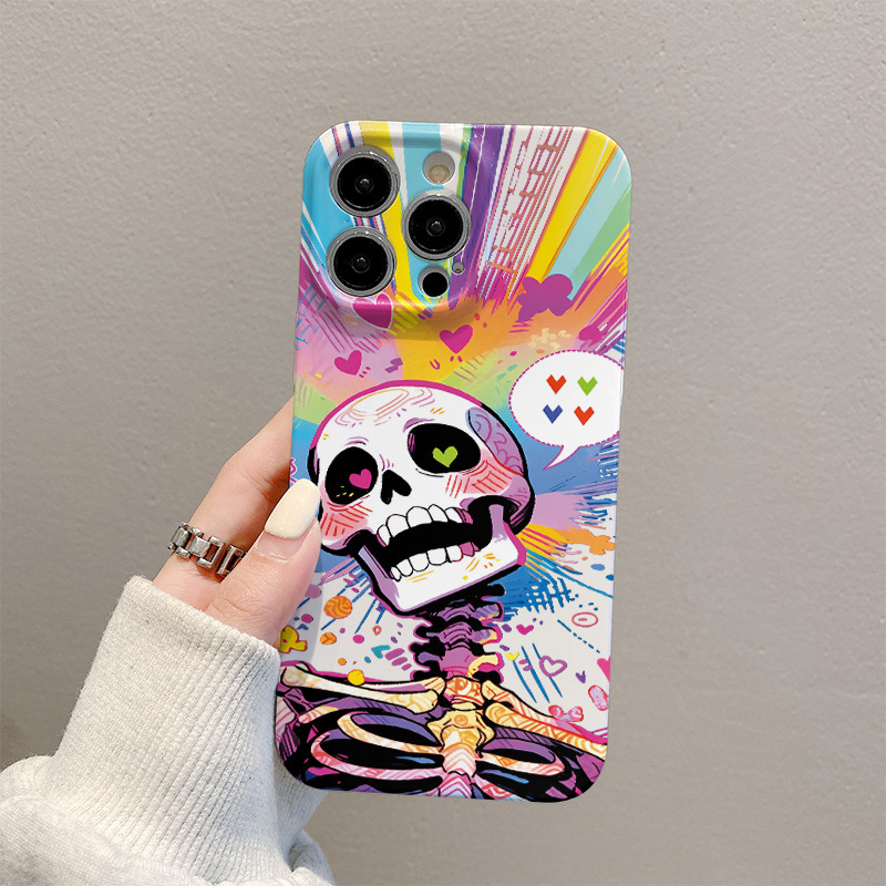 ハロウィーンのおかしなカラーの頭はiphone15携帯の箱のリンゴの殻の14promaxを適用します。|undefined