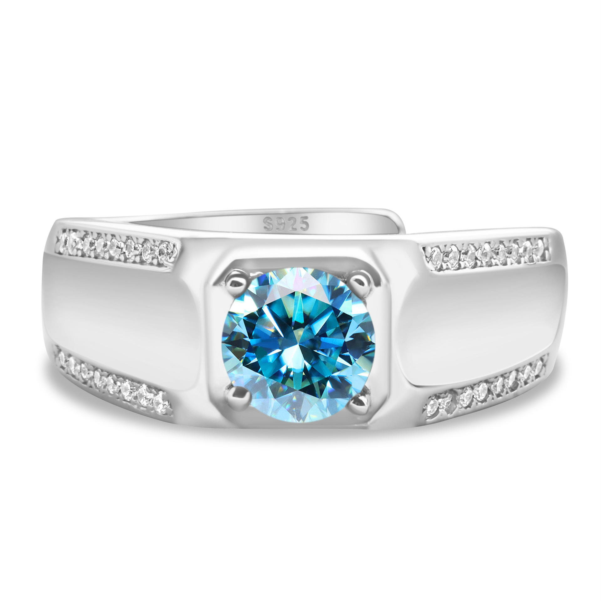 925 plata esterlina gran anillo de hombre de piedra moissan anillo masculino chapado pt950 oro atmósfera para enviar al por mayor fábrica de novio spot