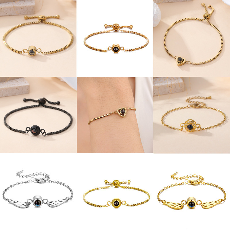 Cross-Border Foreign Trade Couple Stainless Steel Projection Bracelet with 100 Languages I Love You, High-Definition Color Photo Custom Jewelry Cross-Border Foreign Trade Couple Stainless Steel Projection Bracelet with 100 Languages I Love You, High-Definition Color Photo Custom Jewelry
