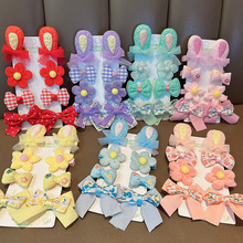 新款兒童兔耳朵發夾可愛寶寶花朵蝴蝶結發卡套裝小女孩側邊劉海夾