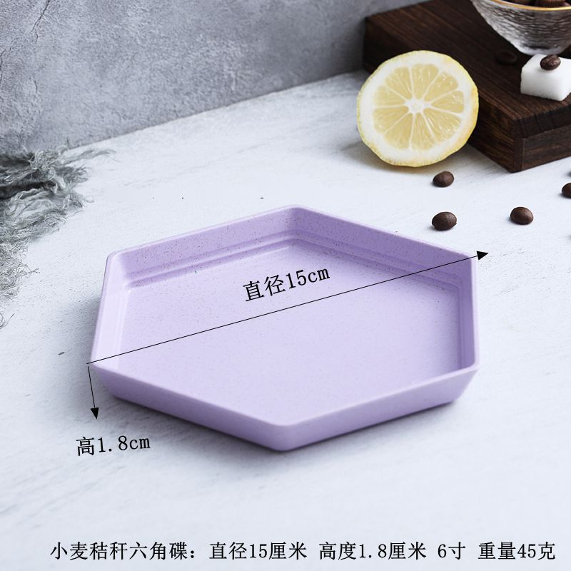 メーカー厚みのある六角形のプレート家庭用食器小麦わらプレート骨吐き皿おかずプレートフルーツプレート卸売|undefined