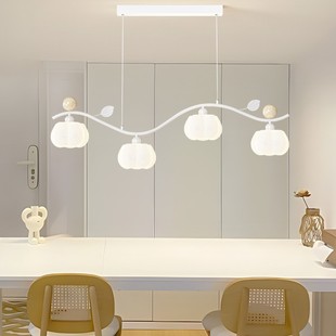 Cream style creative pumpkin restaurant chandelier 2025 new warm eye protection integrated long dining table bar lamps