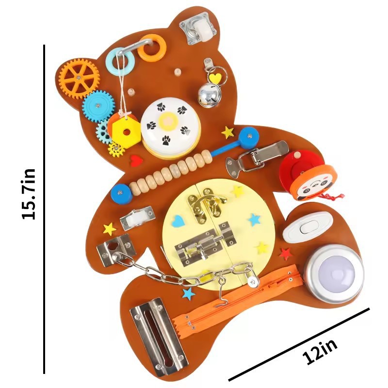 Tablero ocupado accesorios de bricolaje piezas Montessori juguetes de educación temprana Amazon transfronterizo color de madera oso tablero ocupado