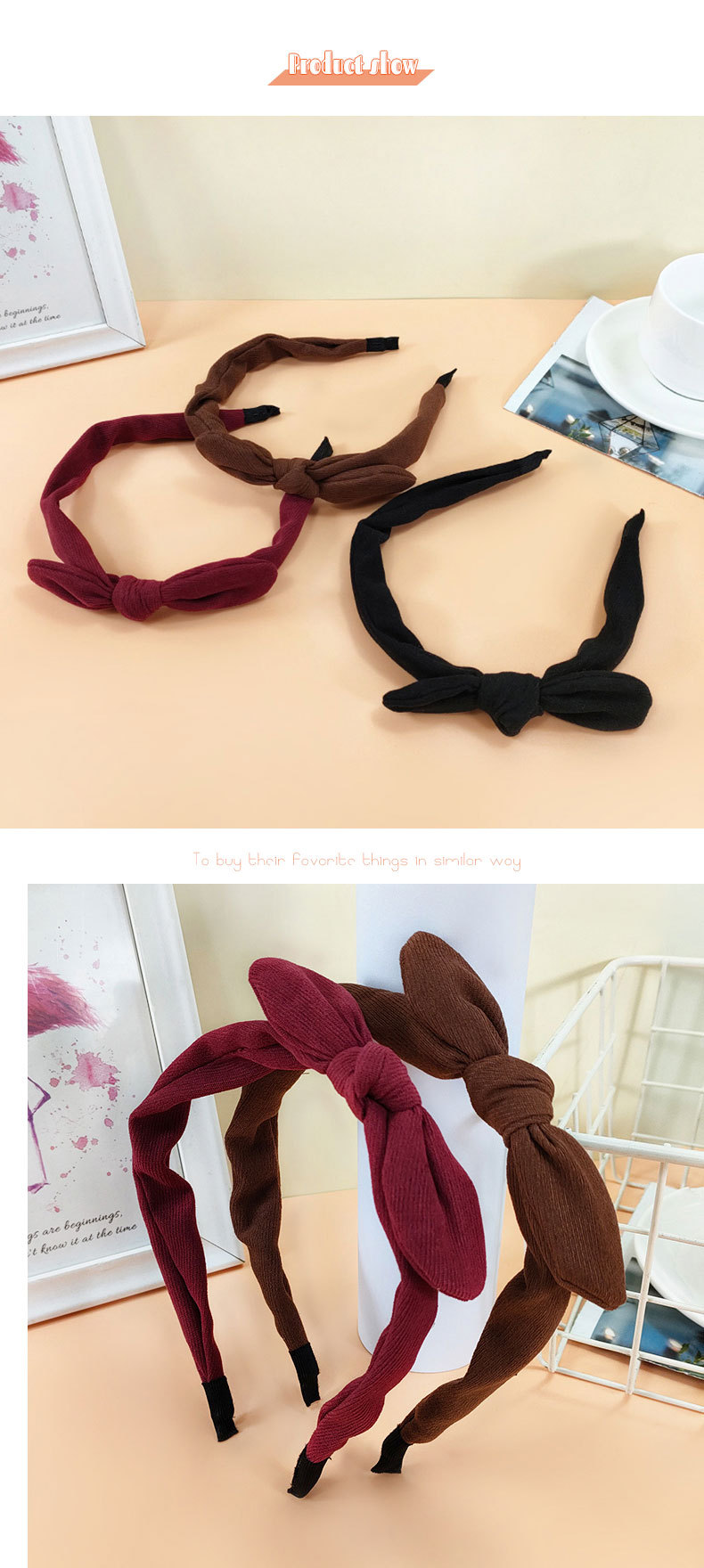 South Korea New Bow Headband Personality Rabbit Ears Hairpin Wholesale display picture 1