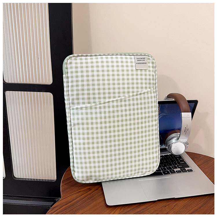 Ins-Style Korean Version Plaid Hand-Held Document and Laptop Bag, Tablet 11-Inch iPad Inner Sleeve, Portable