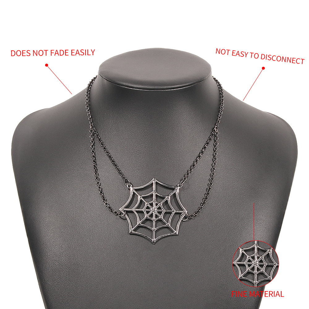 Vintage Halloween Hollow Spider Web Gothic Necklace Wholesale Nihaojewelrypicture5