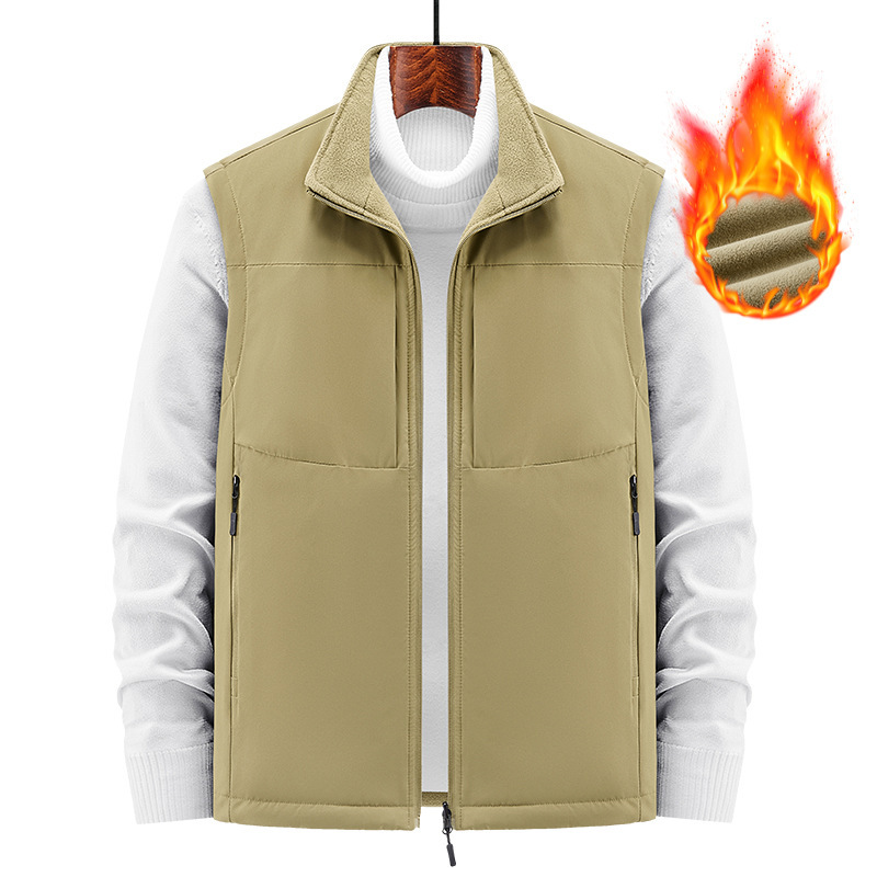 Cross-Border New Winter Fleece Vest, Reversible Outdoor Casual Sports Vest, Breathable Trendy Jacket for Men