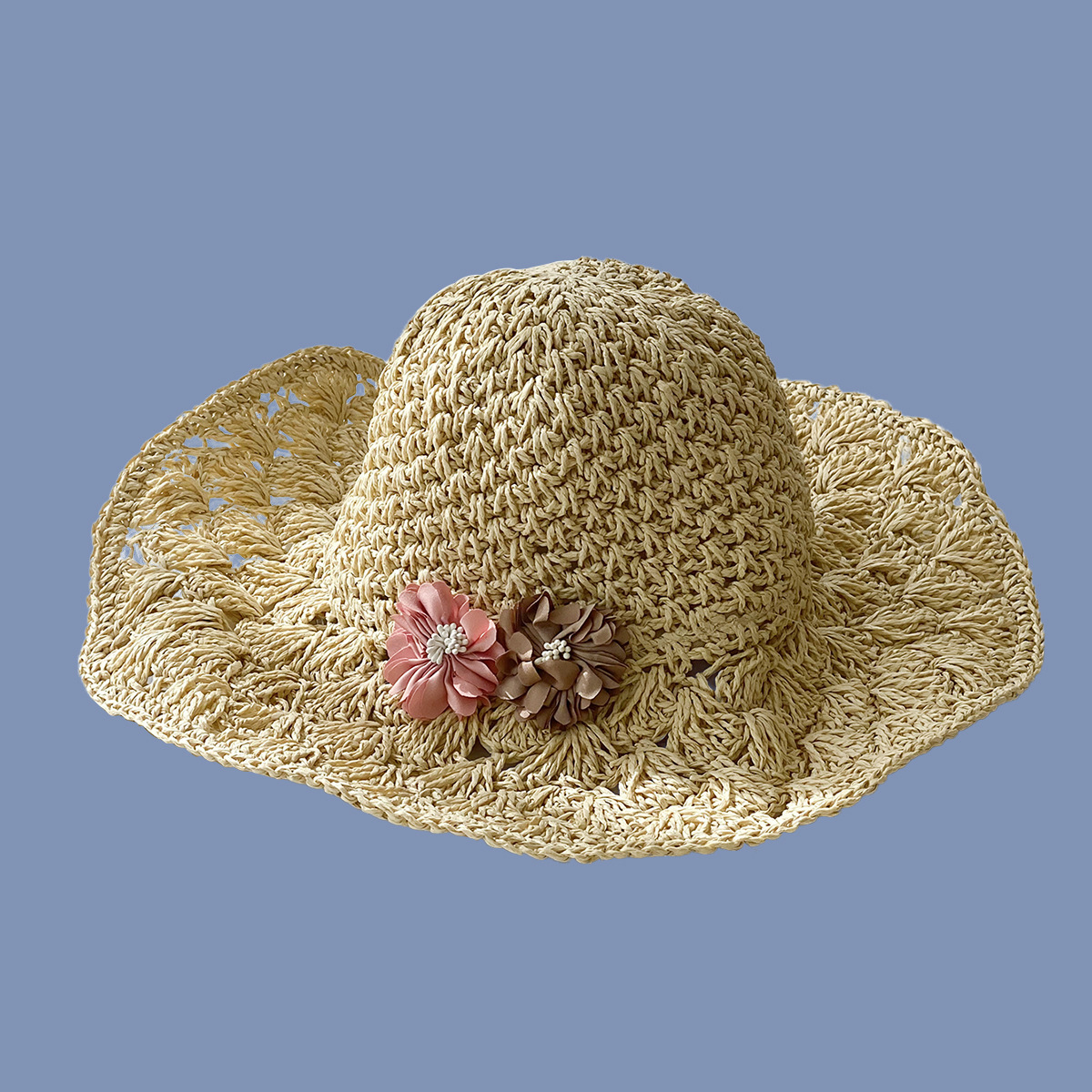 Summer New Style Two-flower Straw Hat display picture 2