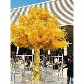 大型玻璃钢真树金榕树新年摇钱树商场酒店大厅室内外装饰许愿树