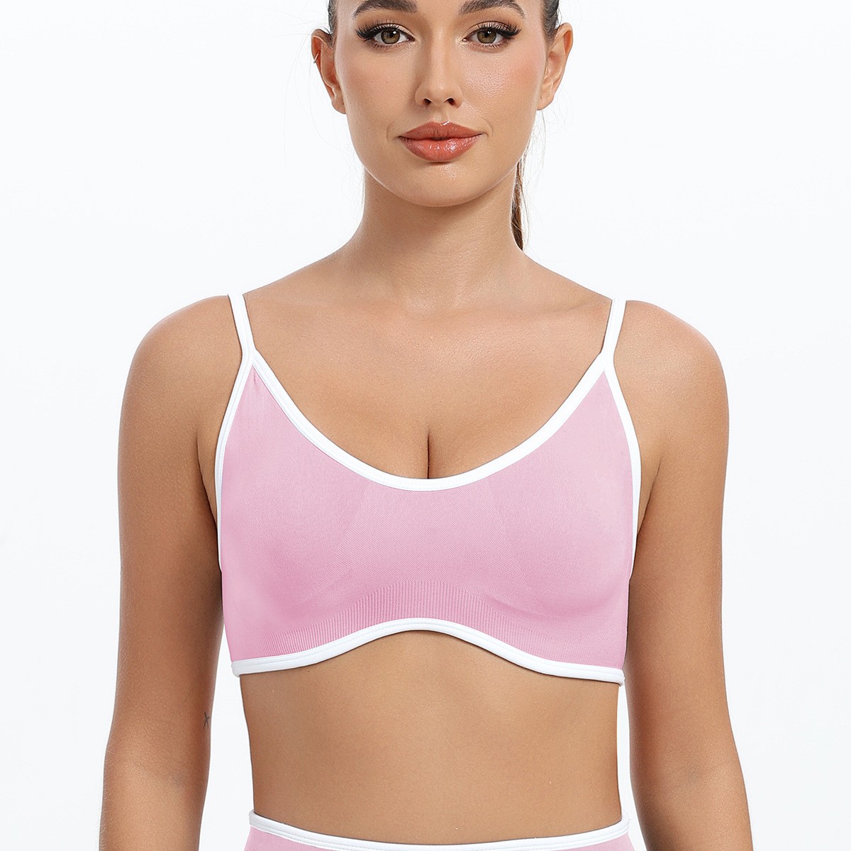 Cross-Border New Style Contrasting Color Suspender Sports Bra Shock-Proof Yoga Bra Outdoor Fitness Yoga Top Vest