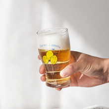 原創韓式印花玻璃水杯INS網紅喝水杯子家用啤酒杯冷飲果汁牛奶杯