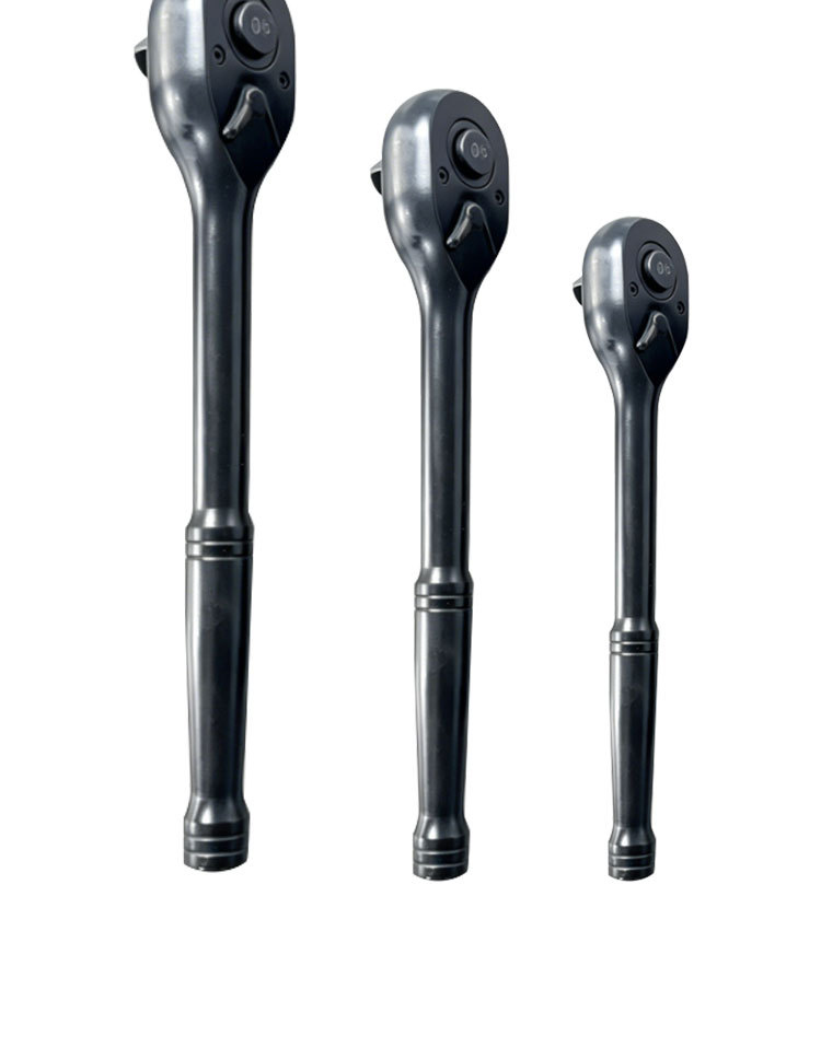 Black Glossy 90-Tooth Quick Socket Ratchet Wrench, Large, Medium, and Small Sizes, Two-Way Long Handle Mini Auto Repair