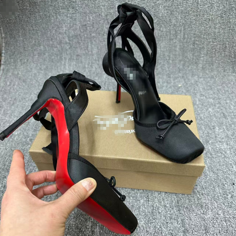 European and American New Style Cl Dance Shoes, High Heels, One-Strap Sandals, Red-Soled Shoes, Pig-Nose Cross-Strap Ballet Shoes
