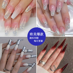 Wearable long fake nail patches long trapezoidal coffin nails manicure nail patches wholesale press on nails