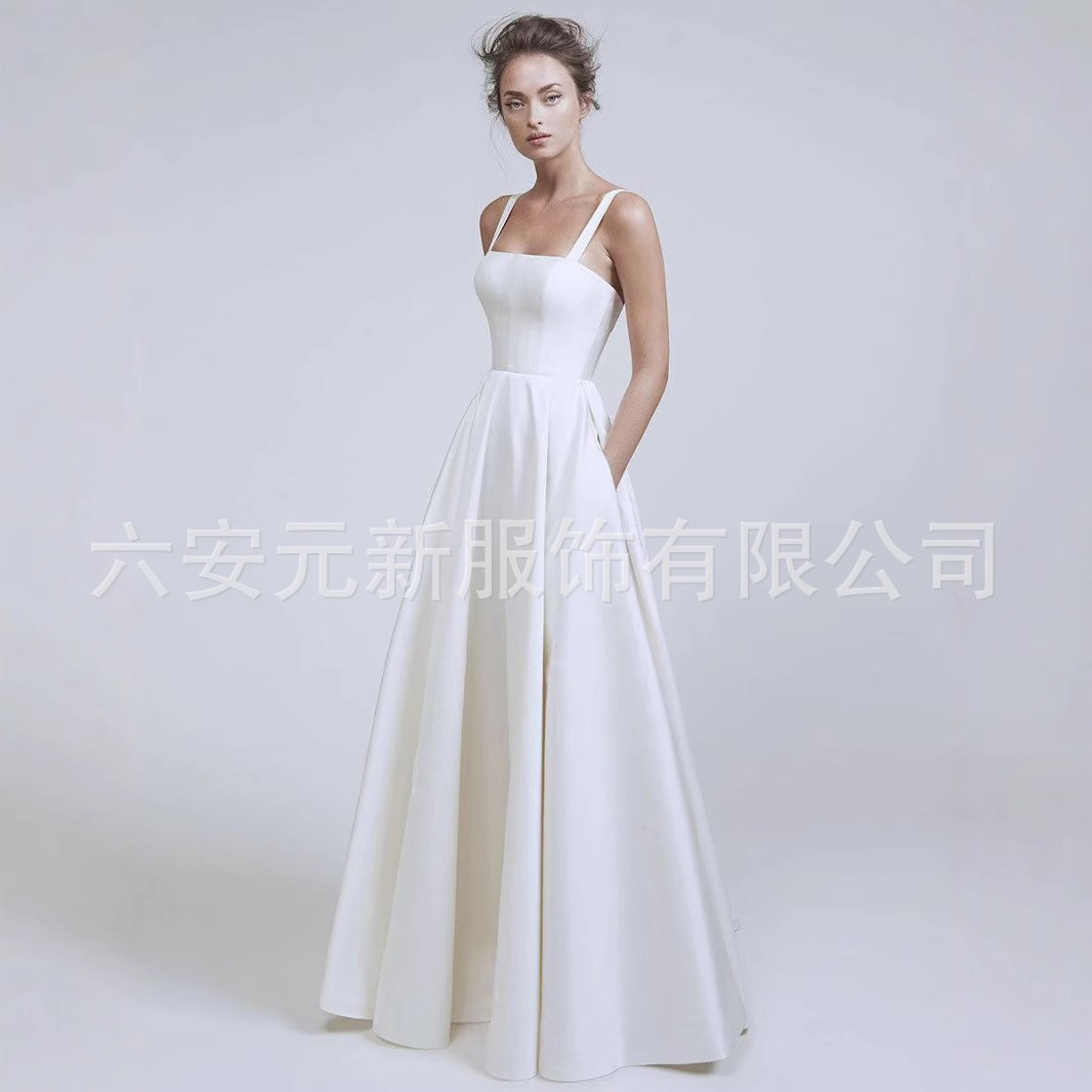 Europa y los Estados Unidos comercio exterior Amazon AliExpress nuevo vestido de novia simple damas A-long string vestido delgado image 3