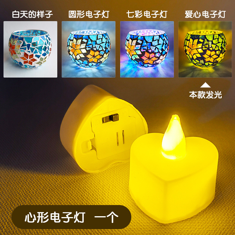 Hecho a mano creativo DIY material niños mosaico candelabro de vidrio Fondo embrión kindergarten regalo estudiante