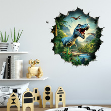 立体三维视觉破墙恐龙自粘墙贴书房游戏室儿童房装饰贴纸