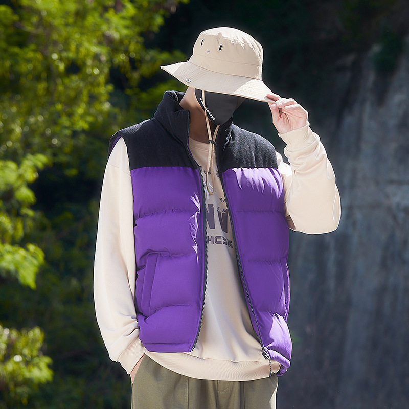 Otoño y invierno de algodón engrosado pareja chaleco de algodón hombre de color sólido tendencia de hombro caliente chaleco de ocio fábrica de lote
