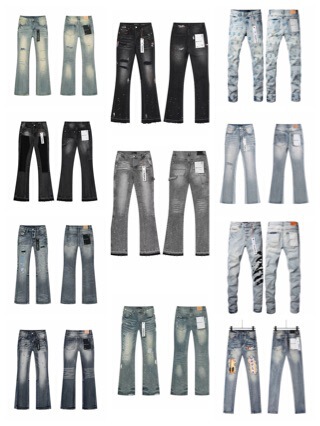 Purple-Brand Niche Brand High Street Stretchy Ripped Slim Fit Micro-Flare Jeans for Spring and Autumn Purple-Brand Niche Brand High Street Stretchy Ripped Slim Fit Micro-Flare Jeans for Spring and Autumn