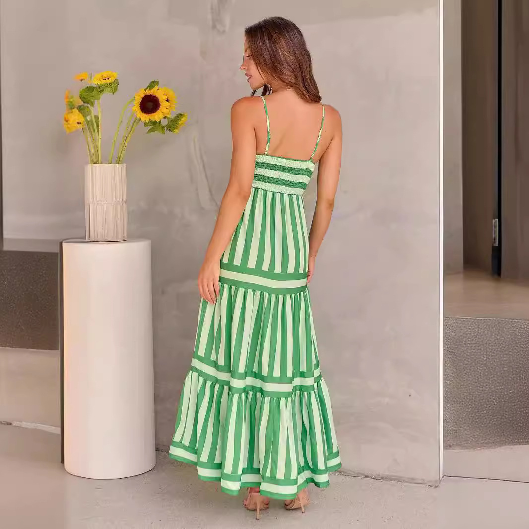 Women's Clothing new women's clothing positioning printing suspenders backless pocket large swing dress female_mkmklike.com