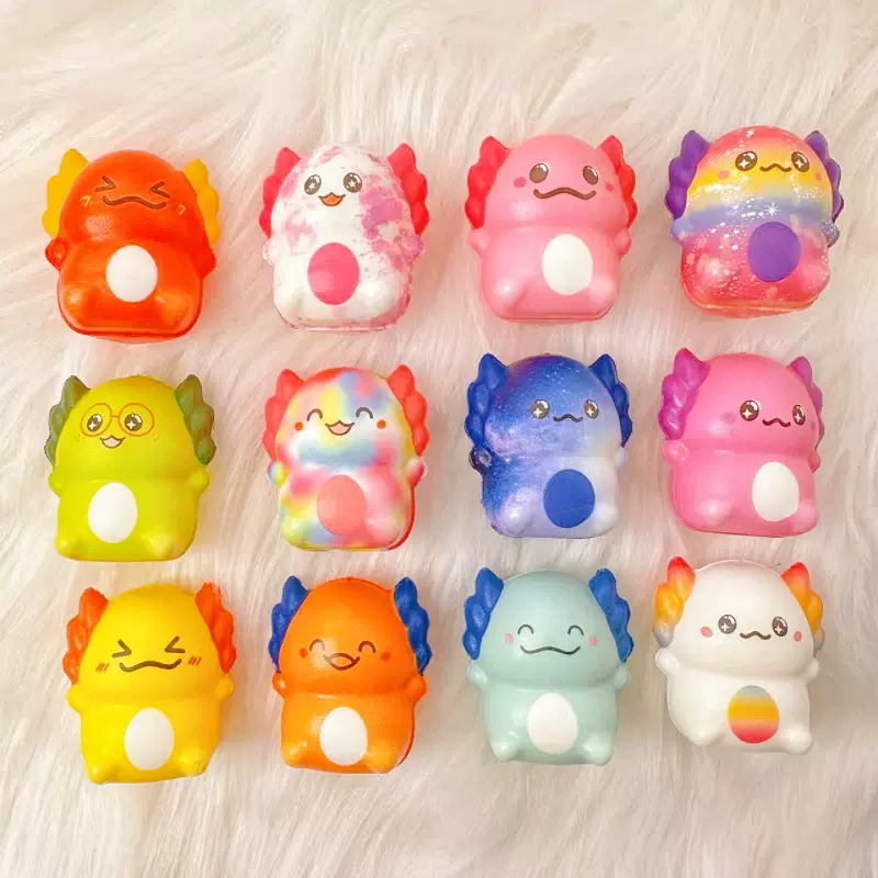 跨境爆款蝾螈小龙慢回弹捏捏乐解压儿童玩具扭蛋盲盒潮玩公仔玩具