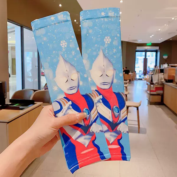 Ultraman Children's Sun Protection Ice Sleeves Cartoon Sleeves Loose Sun Protection Outdoor Sleeves for Boys, Ice Sleeves