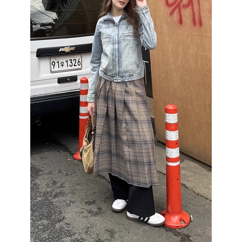 街头复古做旧浅蓝色牛仔外套女春秋新款设计感小个子夹克短款上衣|undefined