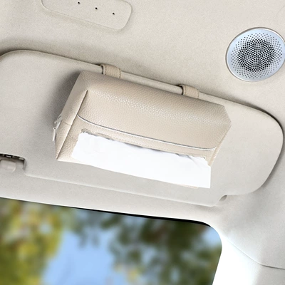 Magnetic Car Tissue Box, High-end Simple Sun Visor Tissue Box, Hanging Sunroof Storage, Creative Car Tissue Holder (Car tissue box/set) - apricot-color-with-interlining