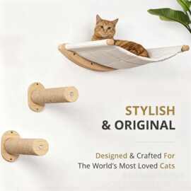 现货木质猫爬架壁挂式猫咪攀爬玩具猫跳台楼梯猫抓柱宠物窝猫吊床