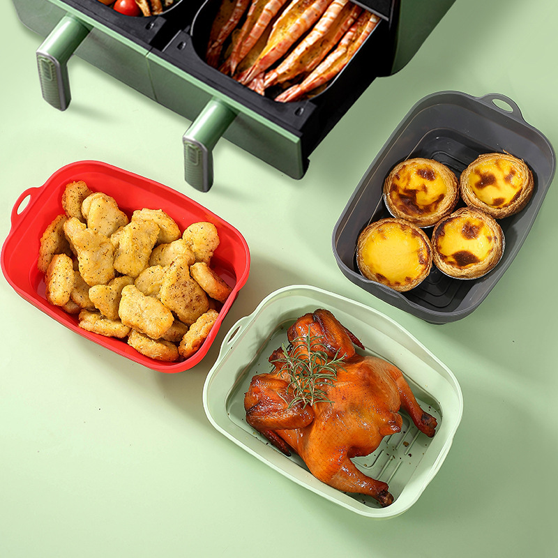 Cross-border new food-grade silicone baking tools foldable air fryer baking pan high temperature oven cake mold