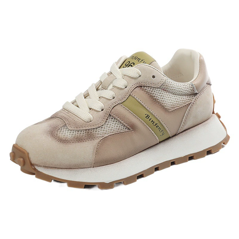 Корейский стиль 2023 летняя новая обувь с цветными блоками Forrest Gump, Женская воловья кожа, толстый сетчатый топ, популярная в Интернете, модная обувь в том же стиле