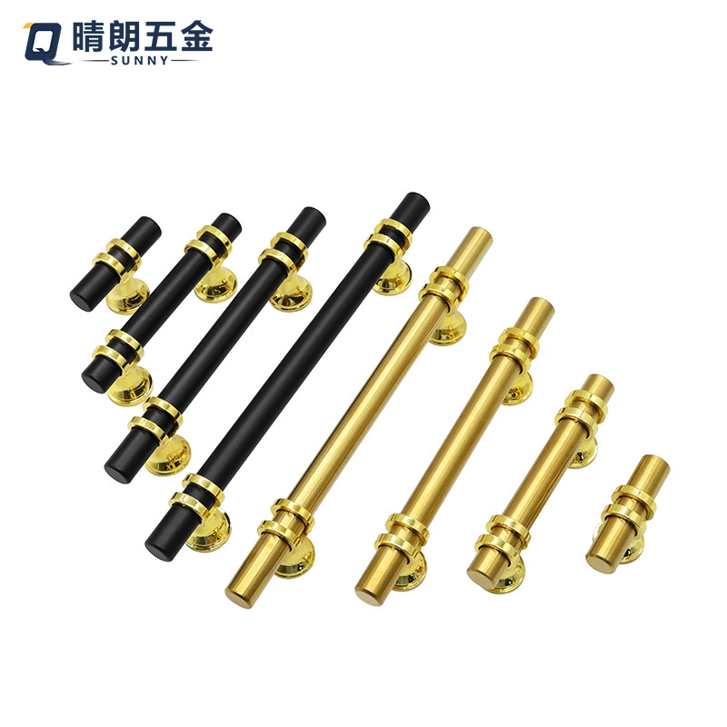 Source manufacturer wardrobe gold drawer handle black stainless steel cabinet door handle Nordic light luxury plastic foot handle