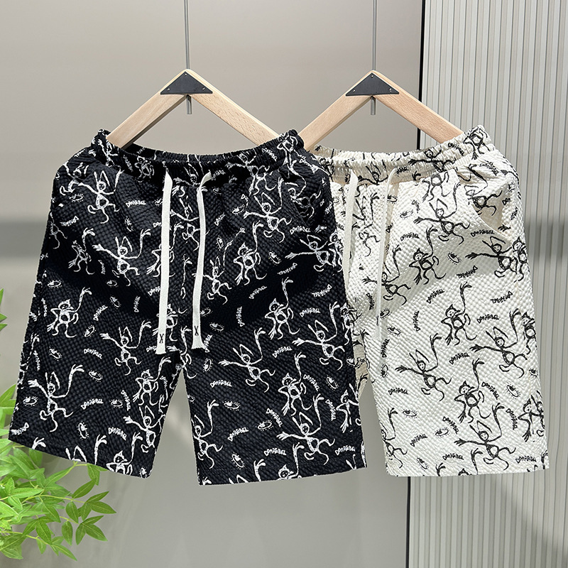 Calções de praia masculinos de verão em seda gelada, secagem rápida, estilo casual, para banho, em poliéster sem elasticidade, inspiração chinesa._voghion.com