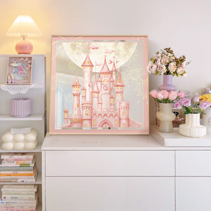 北歐ins風粉色客廳裝飾畫桌面擺畫高級感兒童房免打孔臥室掛畫