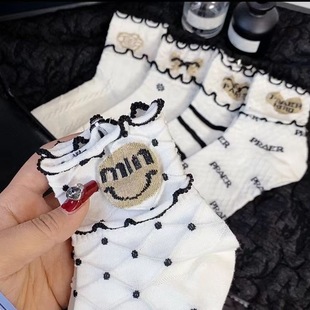 Spring and Summer socks ear cartoon mid-calf Japanese ins Cute Korean style lace breathable fashion all-matching girl online celebrity