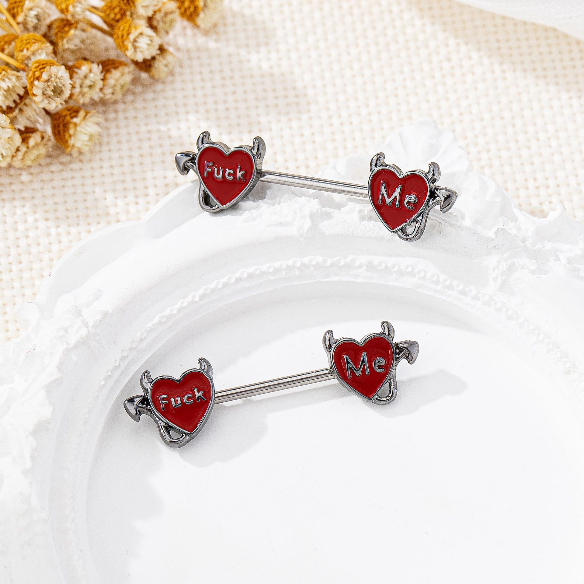 New Hot-Selling Dark Halloween Stainless Steel Bat Nipple Little Devil Navel Piercing Jewelry In Stock_voghion.com