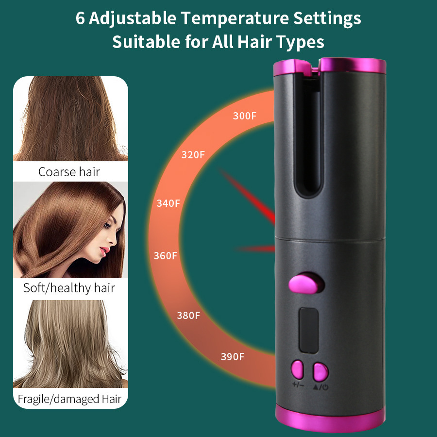 FUENTE de suministro directo de fábrica LCD de carga inalámbrica portátil inteligente hogar pequeño mini rizador de pelo
