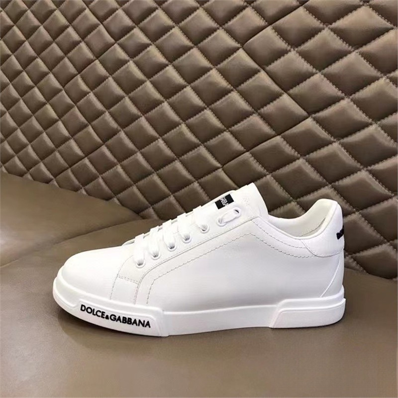 Celebrity-Inspired D-Brand Women's Genuine Leather Couple Shoes, White Lace-Up Casual Versatile European and American Style Slip-On Shoes