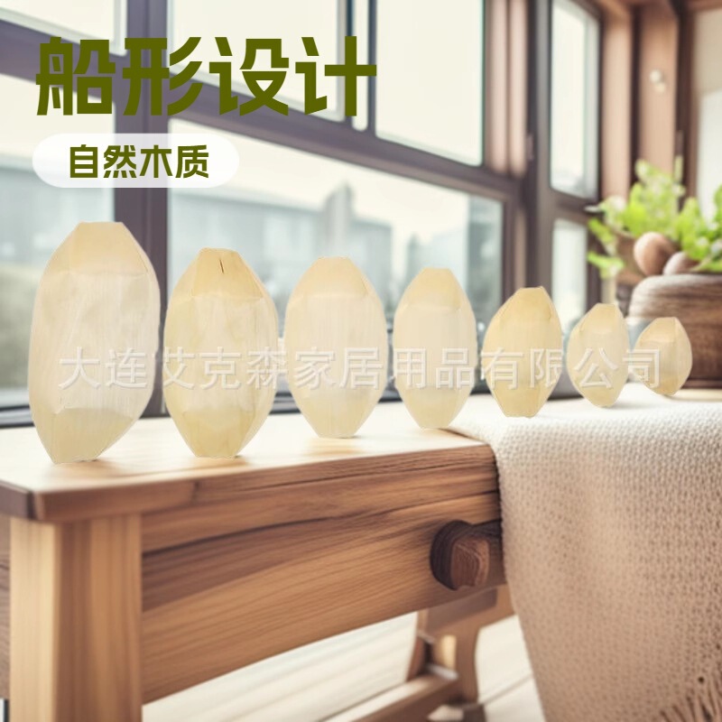 Biodegradable Disposable Eco Friendly Wooden Mini Sushi Boat Food Serving Tray