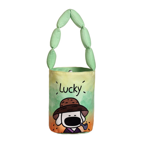 New Illustration Cartoon Canvas Bag Bucket Bag Printed Portable Handbag Mummy Bag Outing Small Tote Bag Wholesale