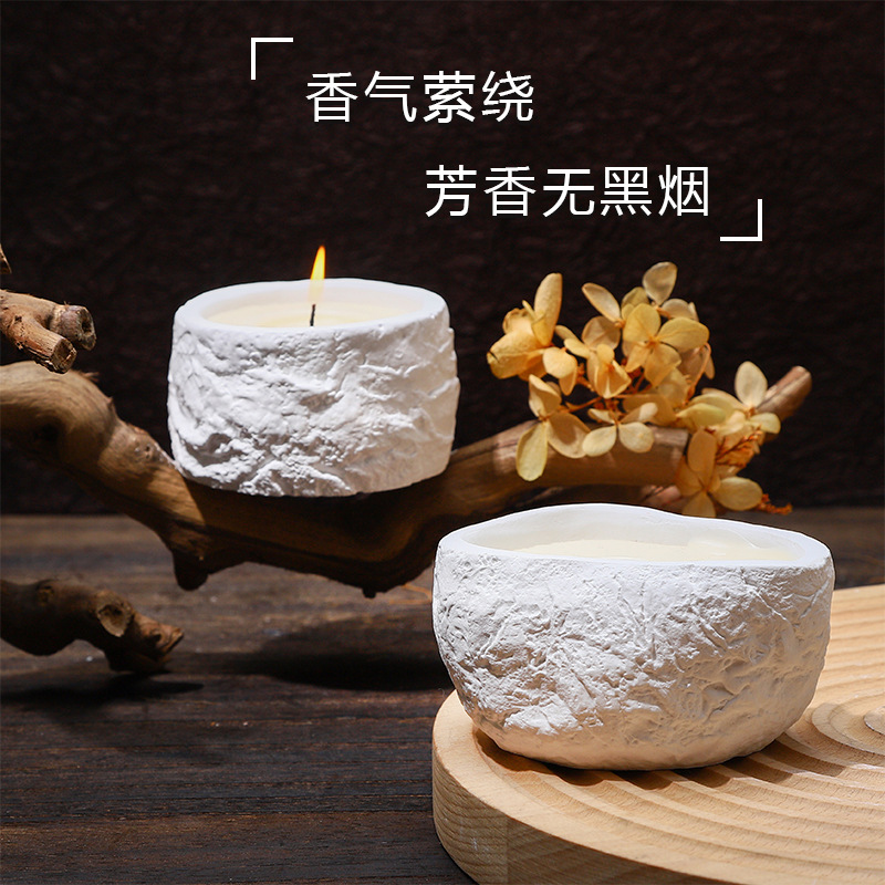 Original Carved Sculpture Cup Scented Candle Home Fragrance Living Room Bedroom Scented Gift Natural Plant Wax Cross-border