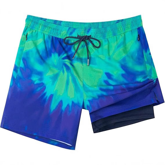 Men's Swim Trunks with Compression Lining Swim Shorts Quick Dry Swimsuit Swimsuit Zipper Pocket Beach Trunks
