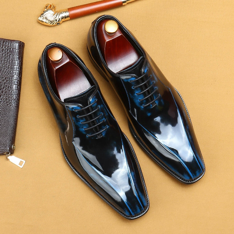 [Специально для vip] Амазонка взрываются мужские лакированные кожаные ботинки с блестящими кожаные ботинки для бизнеса Оксфорд трансграничные мужские ботинки