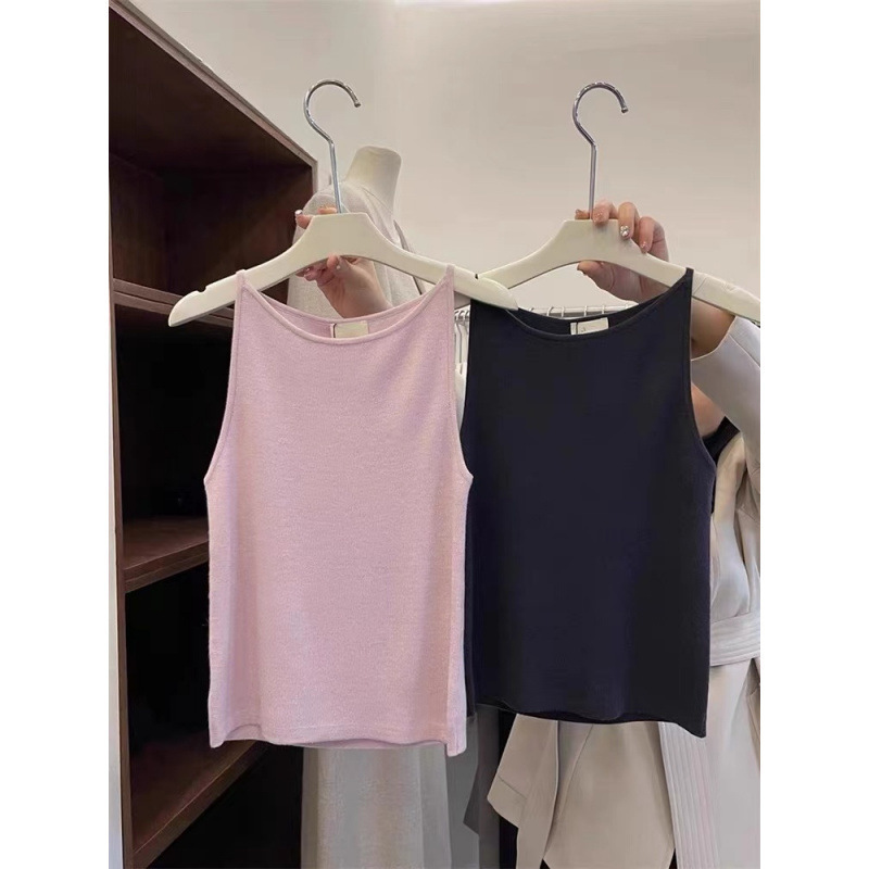 Summer French Style Elegant Ice Silk Knitted Camisole Women's Covering Paramilis Inner Base Sleeveless Top