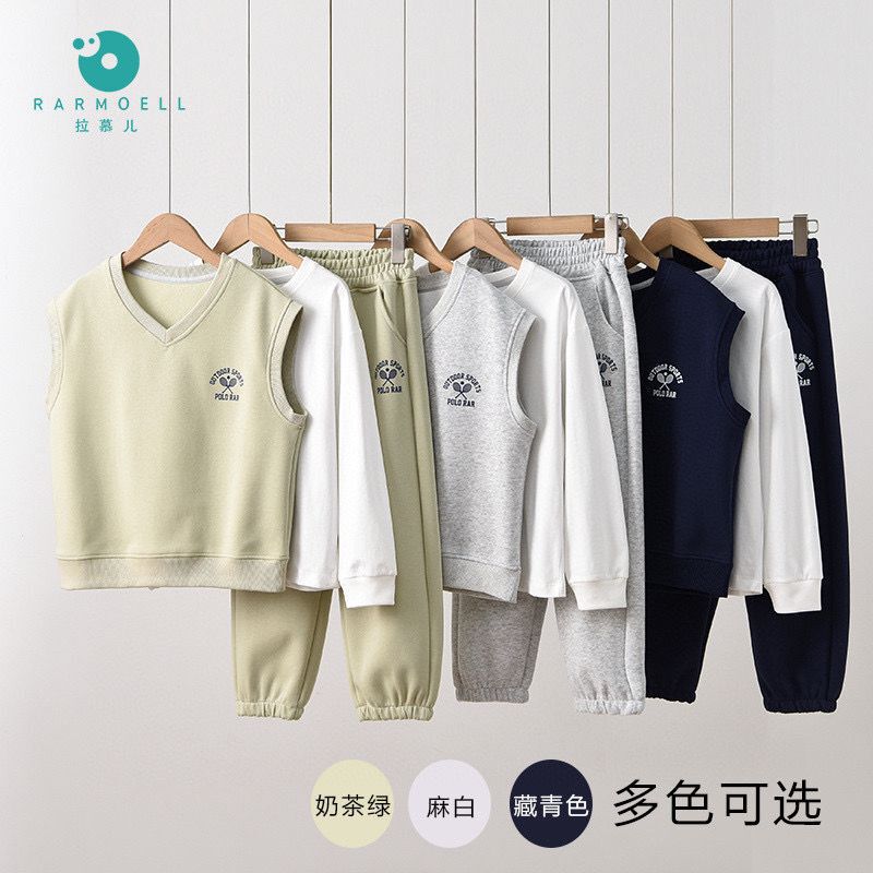 083006【青岛仓拉慕尔秋季儿童运动三件套】外贸潮牌童装一件代发|undefined