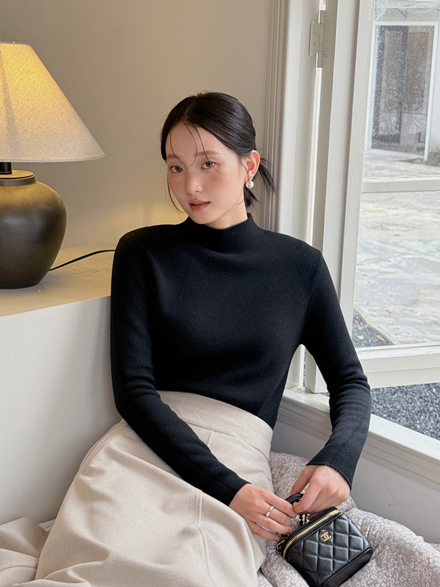 【命を守る一体パイル7色】歌铭半高襟インナーシャツ冬新作ニットセーターJ547B